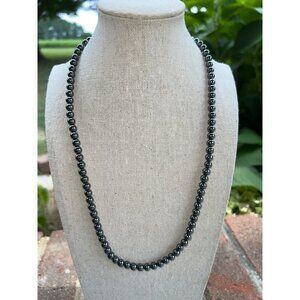Genuine Hematite Bead Necklace -- 18"